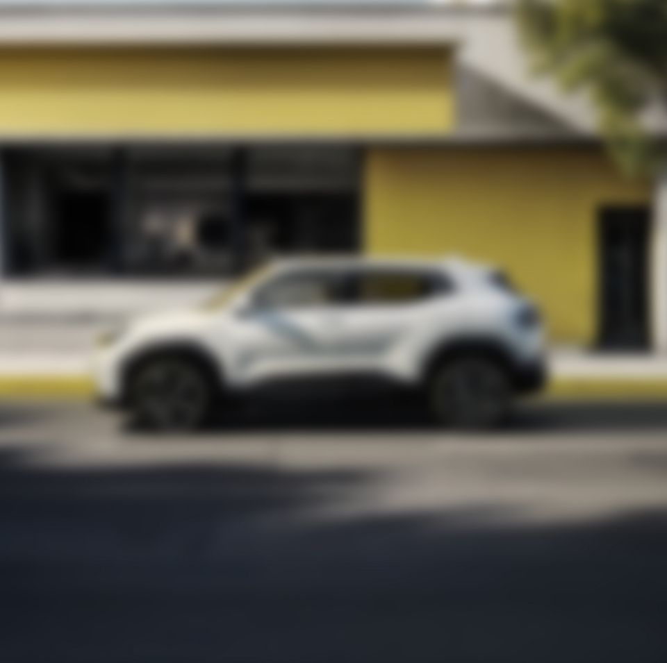 Zamglone zdjęcie Toyoty Urban Cruiser na tle żółtego budynku