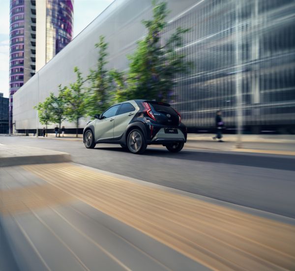 Aygo X driving on a road