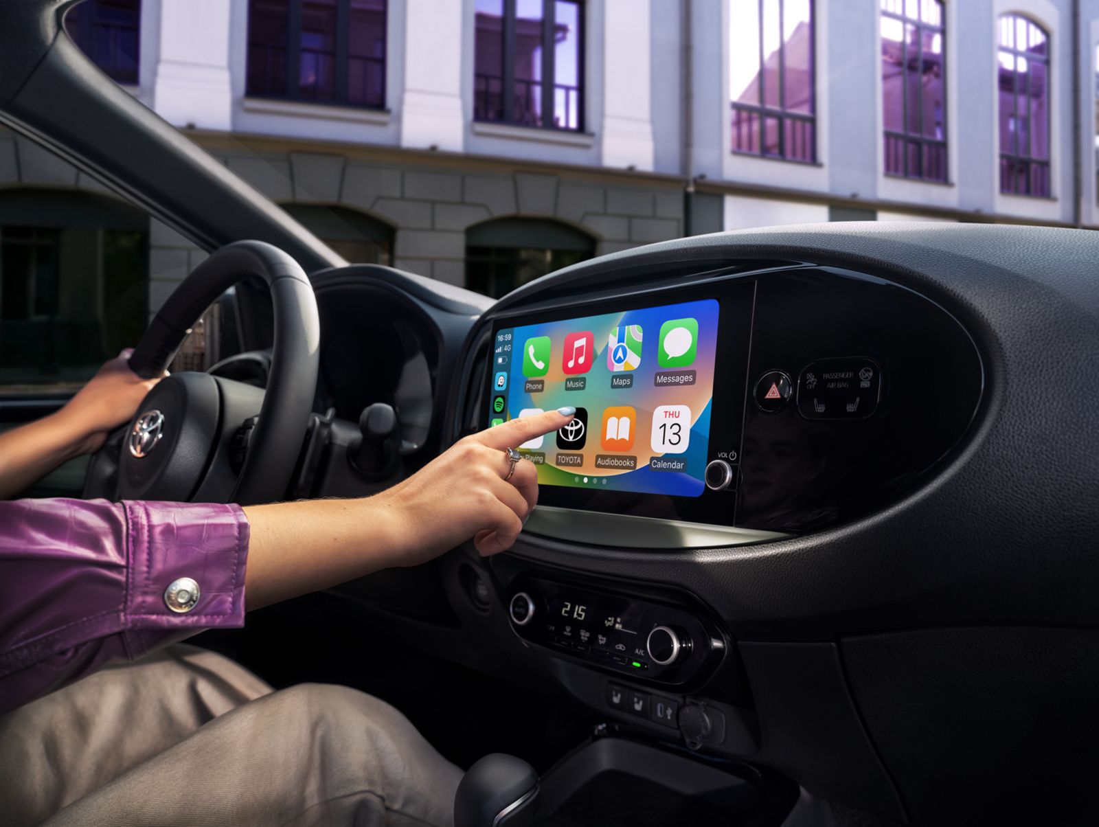 An owner accesses media using the touchscreen
