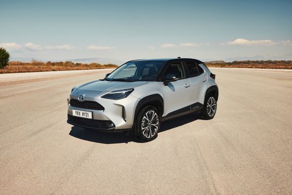 White Toyota C-HR on road