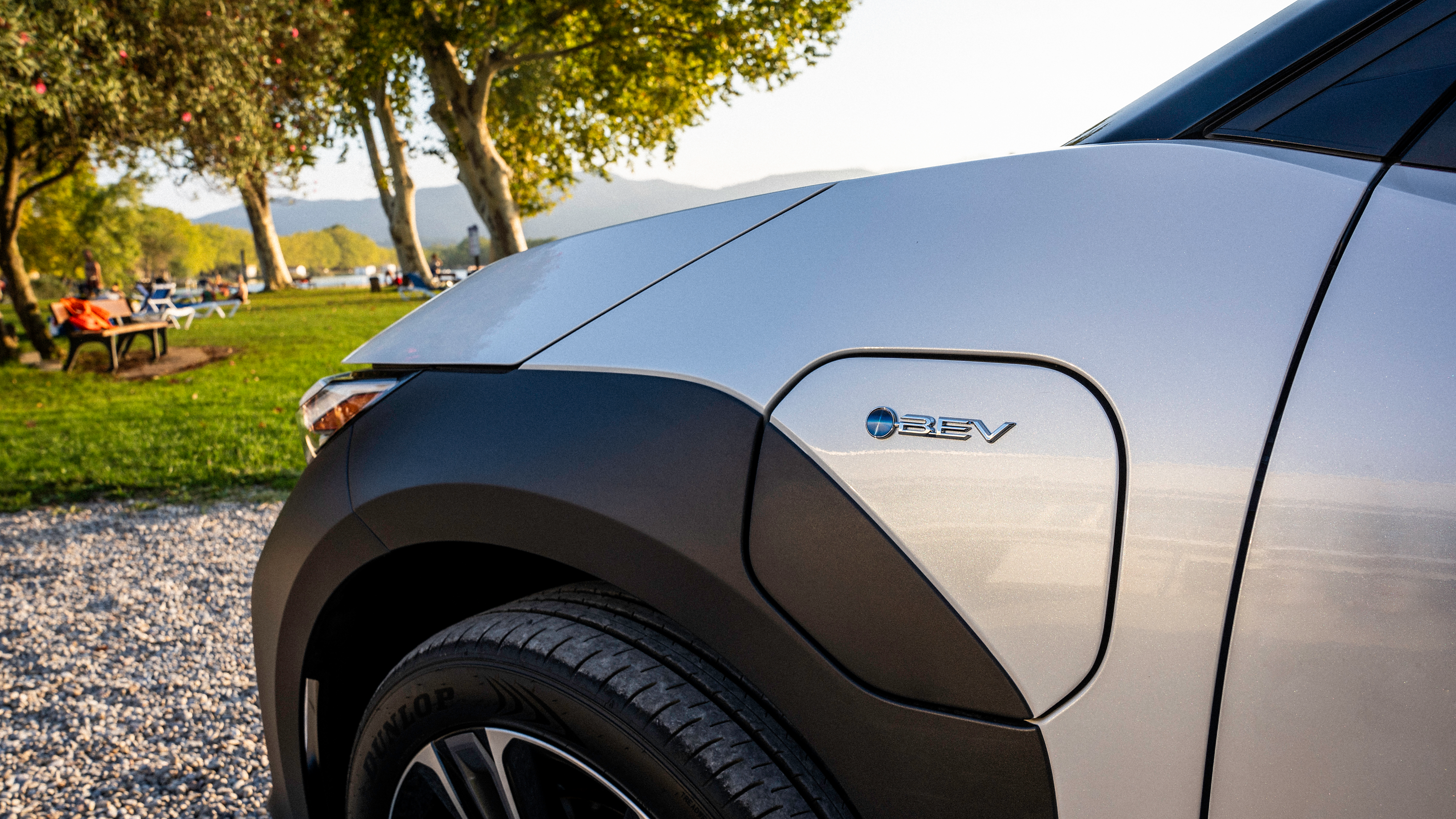 The charging flap on a Battery Electric Toyota bZ4X