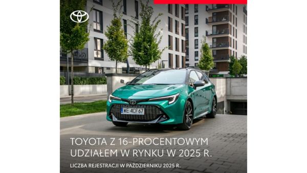 Toyota z 16-procentowym udziałem w rynku w 2025 roku