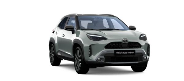 Vooraanzicht van een witte Yaris Cross