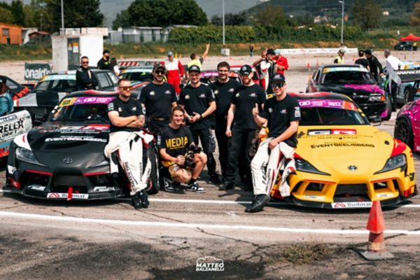 Toyota Gazoo Racing Switzerland und The Drift Force mit Joshua Reynolds und Yves Meyer, Toyota GR Supra, Campionato Italiano Drifting in Prato©Matteo Balzanelli, honorarfrei bei Quellenangabe