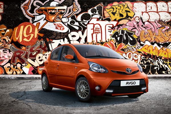 Toyota, Aygo, linker, zijaanzicht, exterieur, blauw