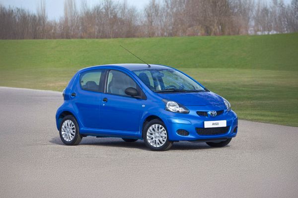 Toyota, Aygo, zijaanzicht, blauw, exterieur