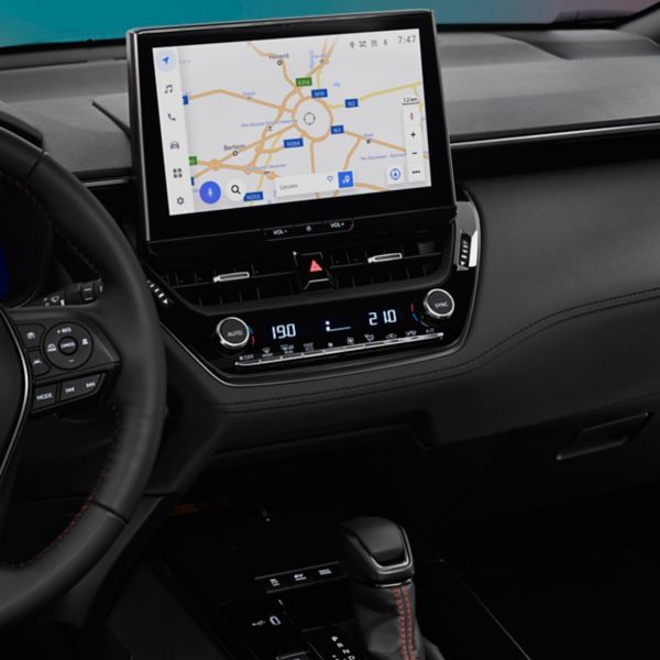 Toyota, Corolla, Cross, interieur, dashboard, stuur, close, up