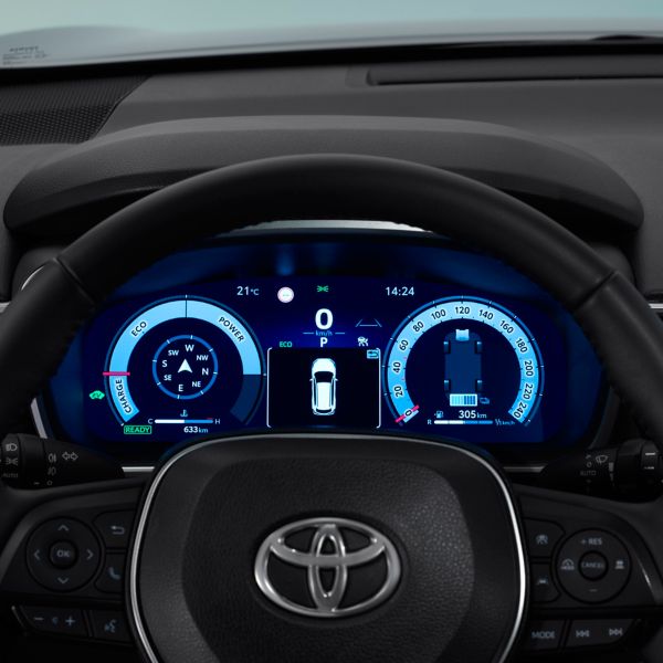Toyota, Corolla, Cross, interieur, stuur, close, up