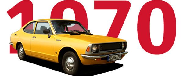 Toyota Corolla, exterieur, geel, rechtsvoor, 1970-1974