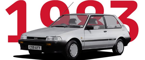 Toyota Corolla, exterieur, wit, linksvoor, 1983 1987