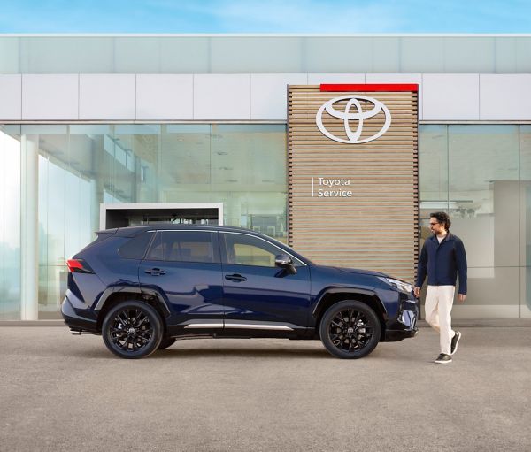 Toyota, extereur, Toyota-Service, man, blauwe, auto