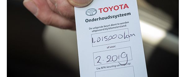 Toyota, onderhoudsbeurt, bewijs