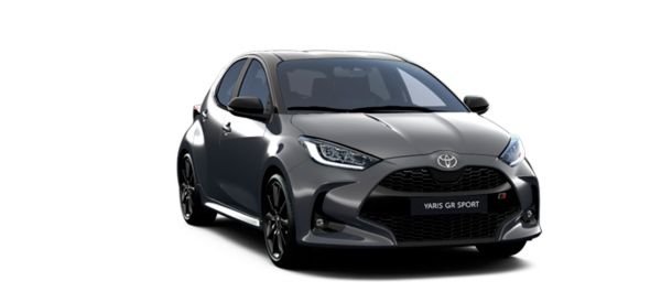 Vooraanzicht van een blauwe Yaris