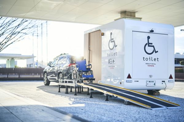Toyota's toilet with the ramp extended on the side
