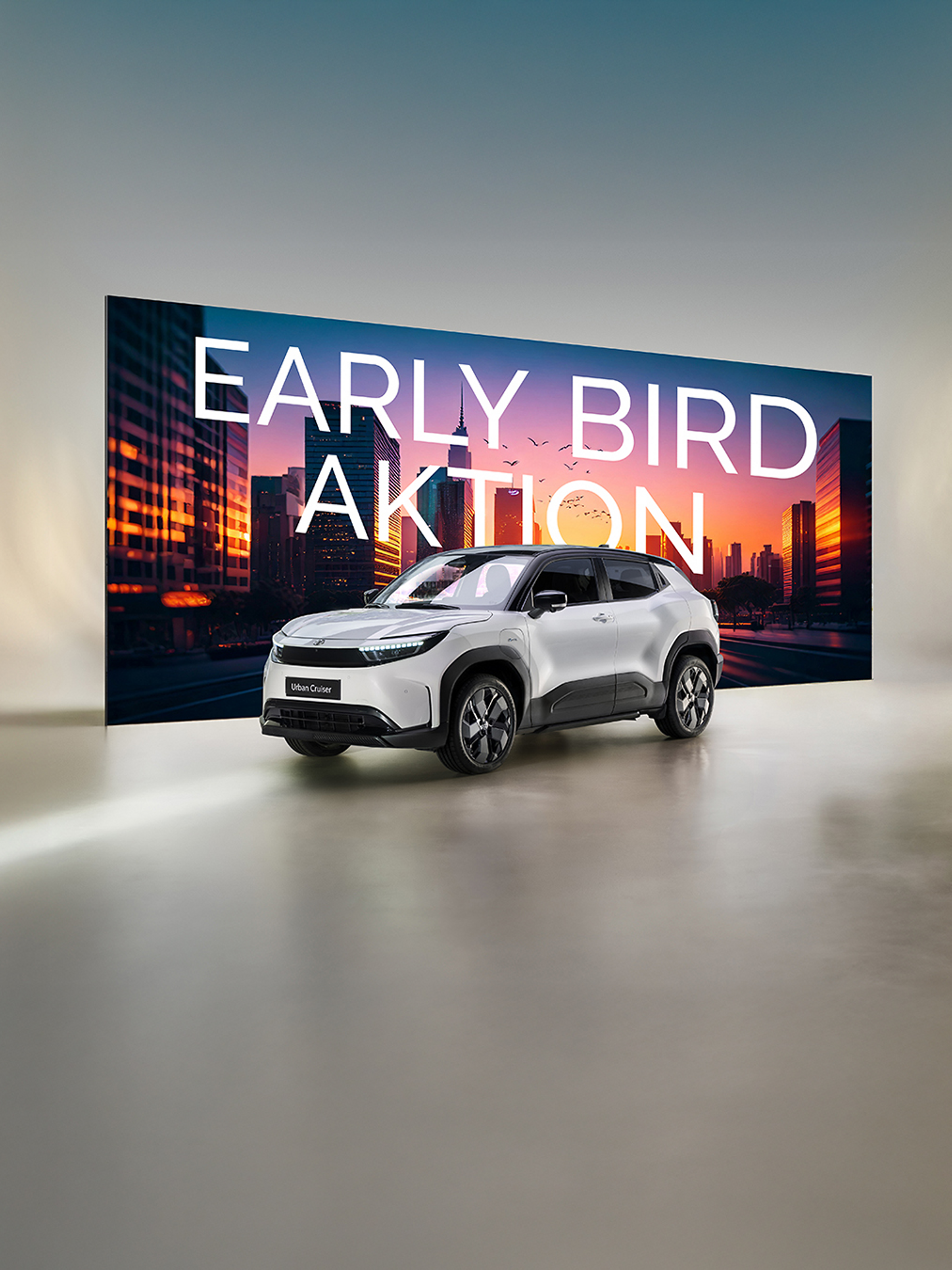 Urban Cruiser Early Bird Aktion – Jetzt reservieren und beim Kauf von 0,99% Leasing und gratis Winterräder profitieren.