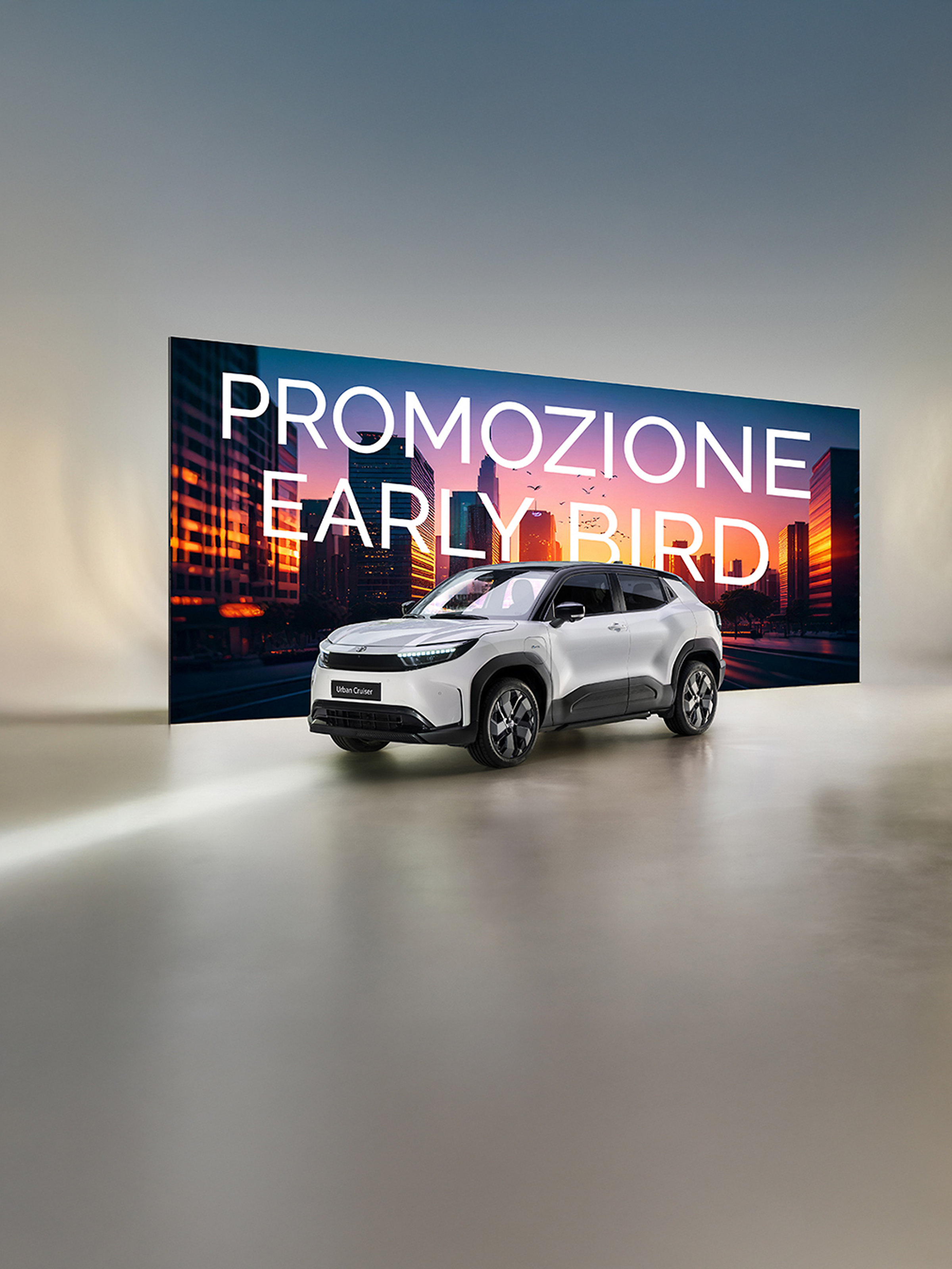 Promo early bird Toyota Urban Cruiser – prenotate ora e approfittate all’acquisto del leasing allo 0,99% e di ruote invernali gratis.