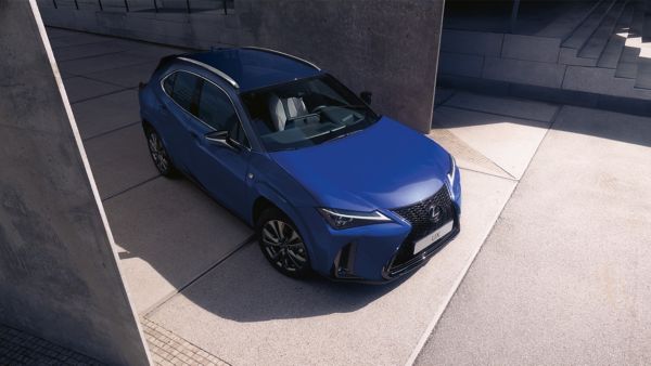 A blue Lexus UX