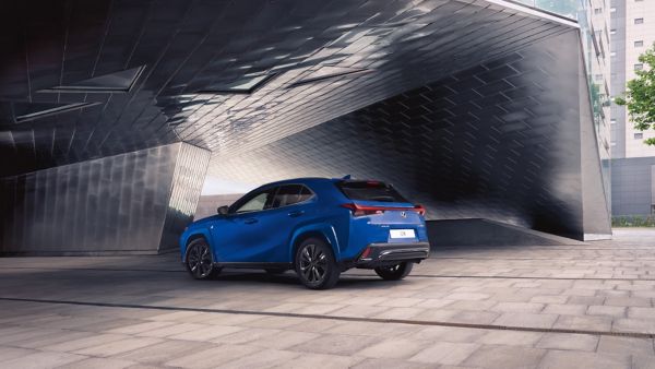 A blue Lexus UX