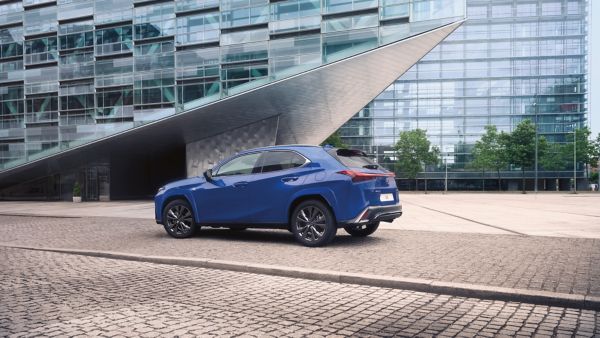 A blue Lexus UX