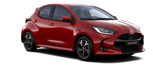 Огнено червен Yaris Hybrid Chic Extra