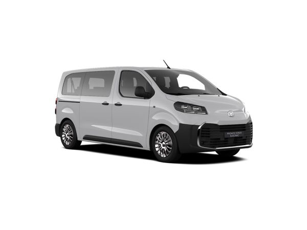 Ein weißer Proace Verso Electric auf weißem Hintergrund