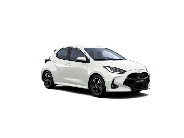 Ein weißer Toyota Yaris auf einem weißen Hintergrund