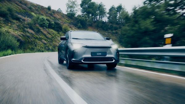 A battery electric car driving
