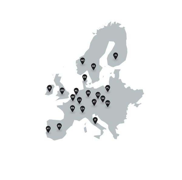 Netzkarte der Ladestationen in Europa