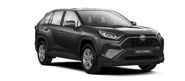 Schwarzer Toyota RAV4 steht diagonal zur Kamera vor weißem Hintergrund