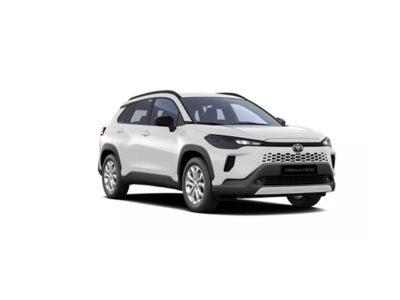 Weißer Toyota Corolla Cross auf weißem Hintergrund