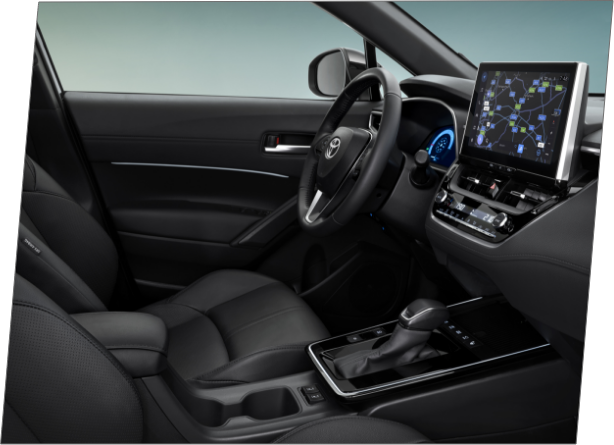 Miejsce kierowcy i deska rozdzielcza w Toyocie.