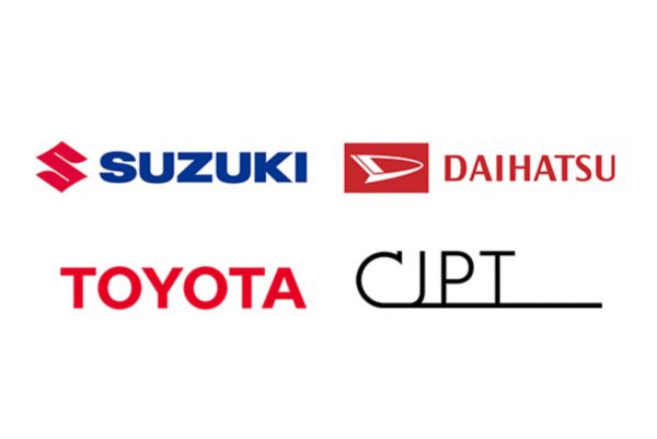 Collage der Logos von Suzuki, Daihatsu, Toyota und CJPT auf weißem Hintergund