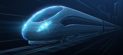 Nowoczesny pociąg wodorowy mknie po torach.