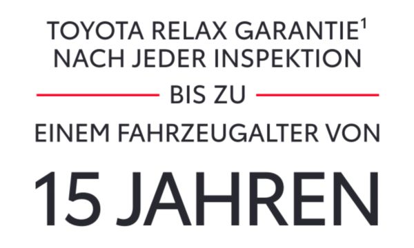 Toyota Relax Garantie¹ nach jeder Inspektion bis zu einem Fahrzeugalter von 15 Jahren