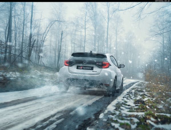 Toyota GR Yaris driving along a road