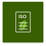 Ikona listka za trzema kreskami poziomymi i napisem „ISO” na zielonym tle.