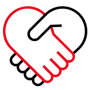 Dvě ruce se drží v srdci