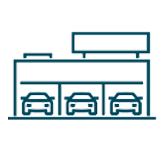 Ikona samochodów w budynku.