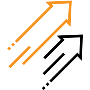 Oranžová šipka směřující nahoru