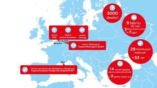 Harta operatiunilor Toyota din Europa