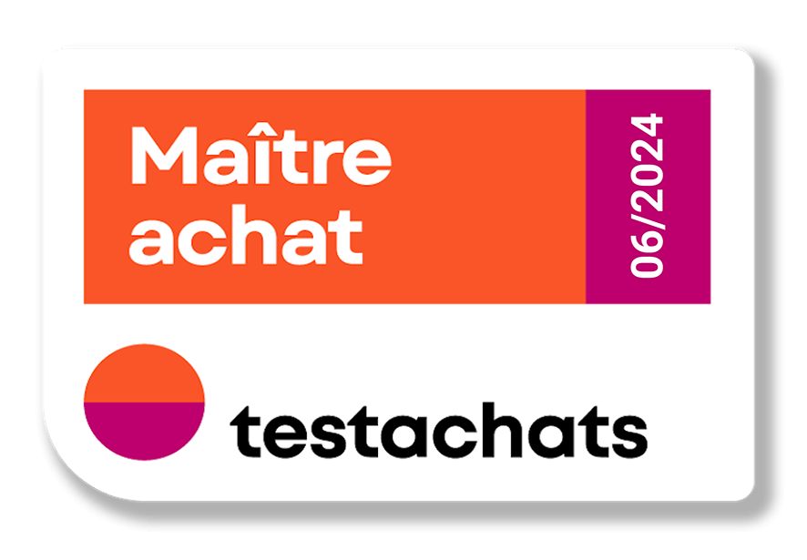 Timbre avec le texte 'Maitre achat 06/2024 testachats'