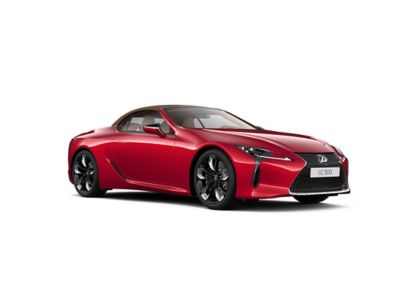 Ein roter Lexus LCC in Seitenansicht auf weißem Hintergrund