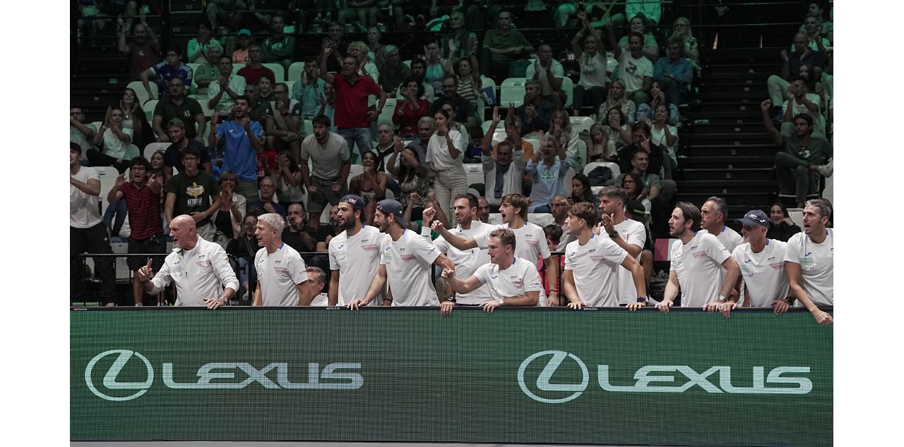 Fans at a tennis event watching on