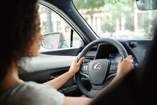 Lexus car being test driven