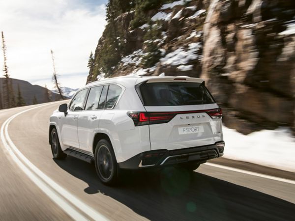 A parked Lexus UX in a mountainous setting 