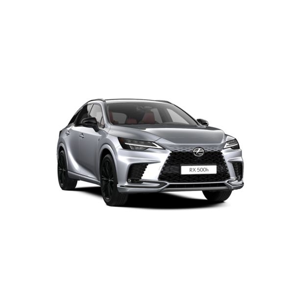 Ein Lexus RX 500h F Sport in Seitenansicht auf weißem Hintergrund