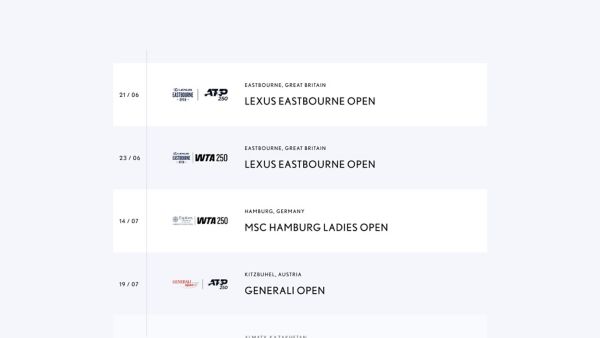 2025 Lexus X ATP Tour Partnership tournament calendar