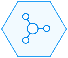 Ikona technologii wodorowej w ramce heksagonalnej.