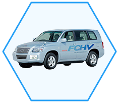 Toyota FCHV w ramce heksagonalnej.