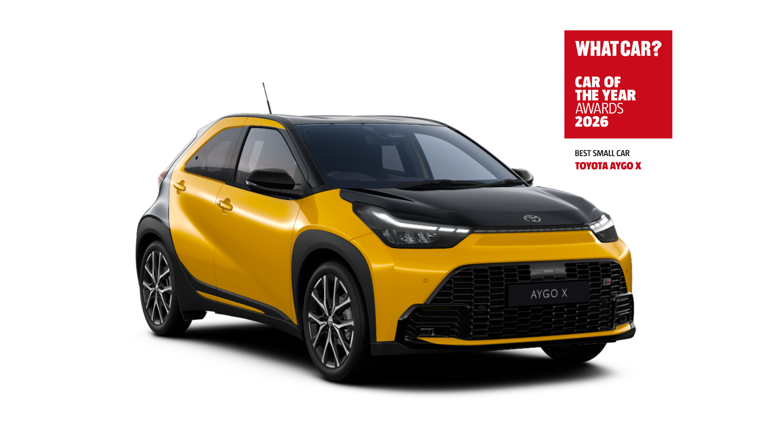 Aygo X GR Sport Hybrid with the Best Small Car award logo